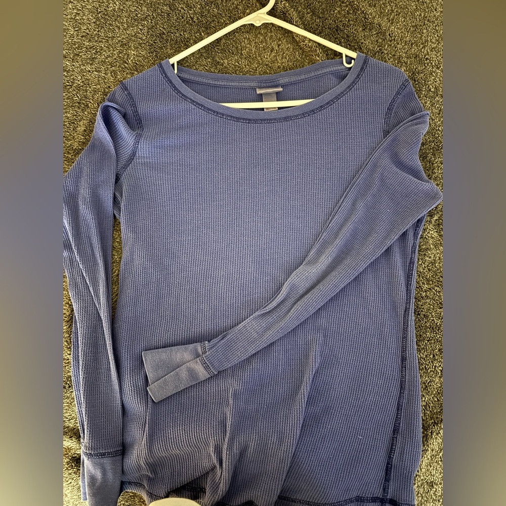 Blue waffle knit top